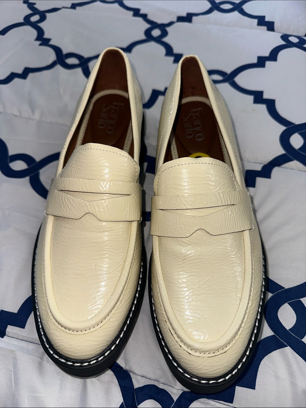 Franco Sarto Cream Leather Penny Loafers
